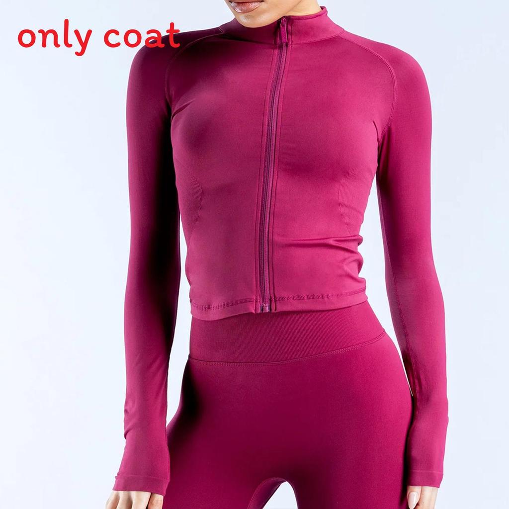 Seamless Long Sleeve Yoga Jacket With Zipper For Women Fitness And Running Activities
