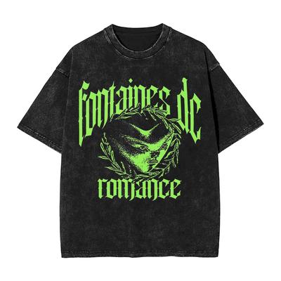 Tricou Fontaines Romance Hip Hop Spălat Mânecă Scurtă High Street Tricouri Vintage pentru Bărbați Femei Topuri Streetwear Tricou
