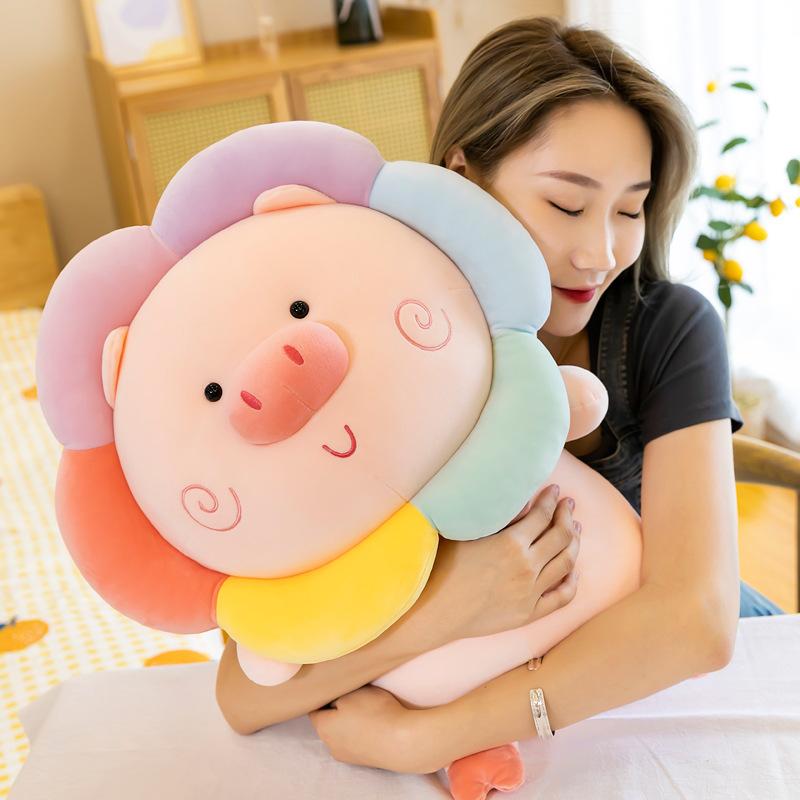 Cute Rainbow Pig Doll for Girls To Give Healing Piggy Pillow Grab Machine Doll Children's Gift Ornaments