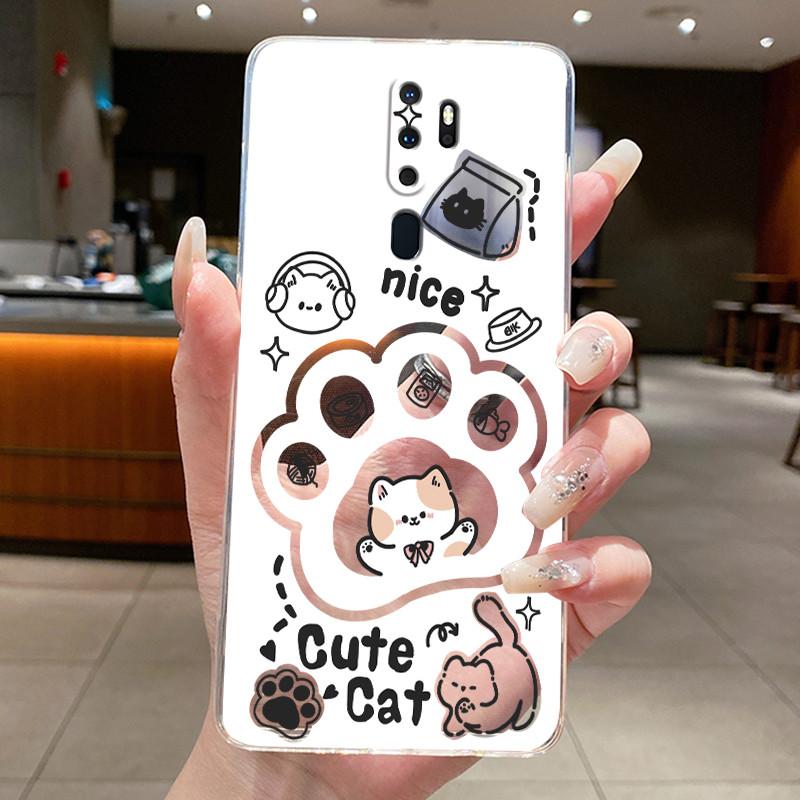 For Oppo A5 2020 CPH1959 Case A9 2020 Aesthetic Cute Cat Cartoon Transparent Silicone Phone Case Oppo A9 2020 Back Cover CPH1937
