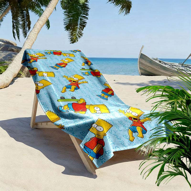 Bart Simpson Art Print Beach Towel, Large Soft Quick Dry Towel for Beach Camping Swimming