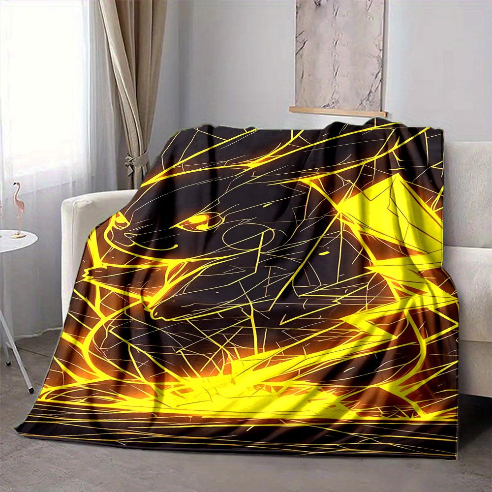 1pc Electric Flannel Throw Blanket HD Printed Lightweight Soft Warm All Season Blanket for Sofa, Bed, Travel, Camping Machine Washable