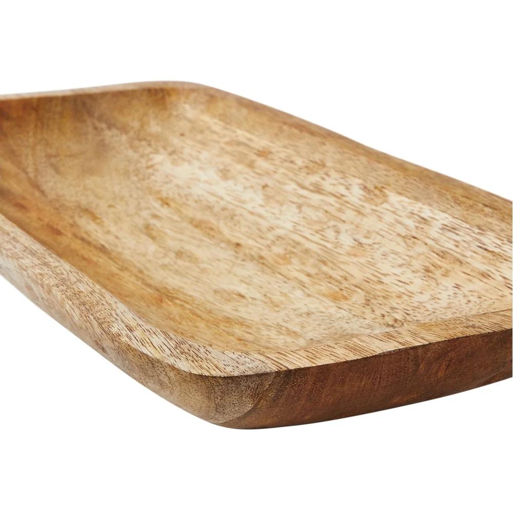 Hand Carved Wood Tray 12x6 Rustic Decorative Holder Natural Grain Flowers or Home Accent Display