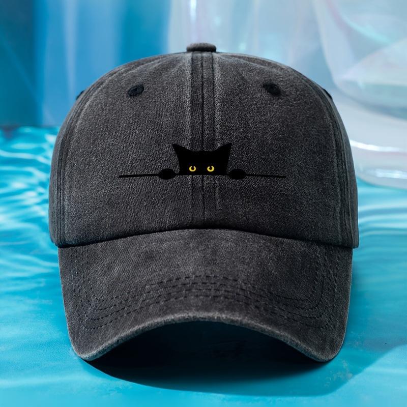 Unisex outdoor casual and fashionable cat print personalized baseball cap suitable for all seasons, soft and adjustable in size,