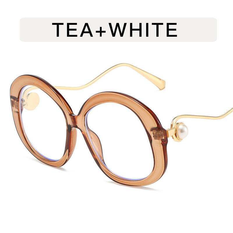 Round Shape Sunglasses for Women Pearl Decoration Anti-glare Sun Glasses for Woman European American Stylish Ladies Sunglass