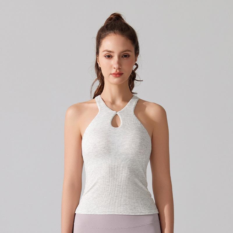 

Women s Water Drop Stripe Racerback Yoga Bra with Pads - Shockproof Fitness Top XL сірий колір/білий