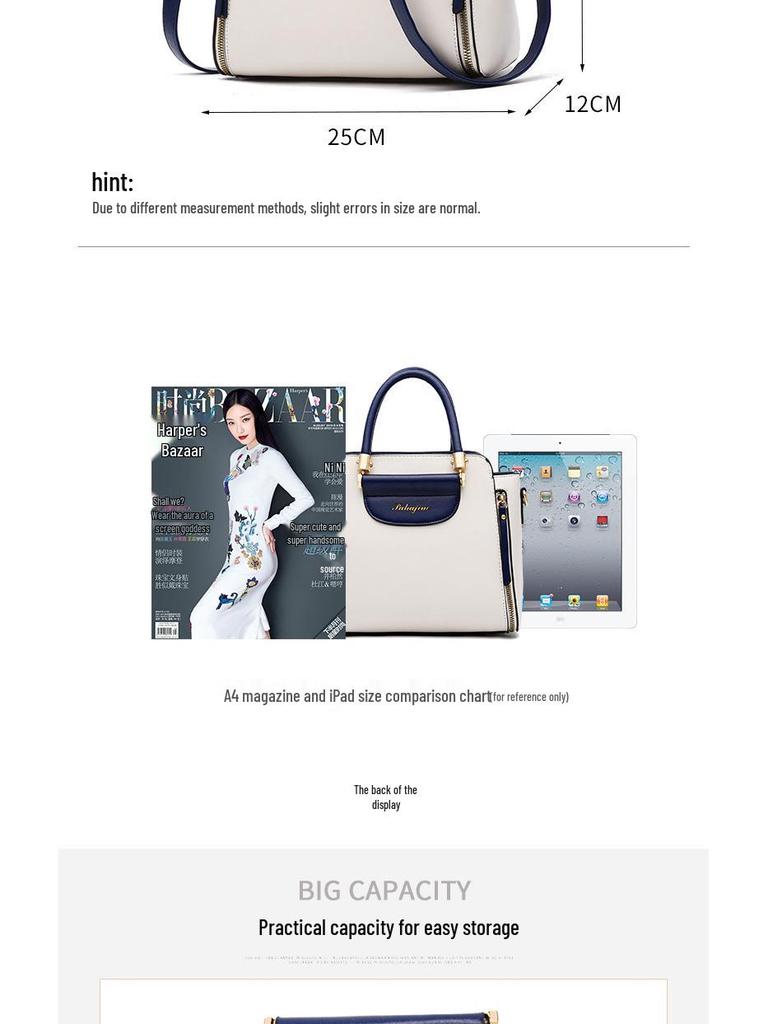 New Fashion 2025 Women's Color Block Handbag – Large Capacity, High Elasticity, Foldable Shoulder Crossbody Bag