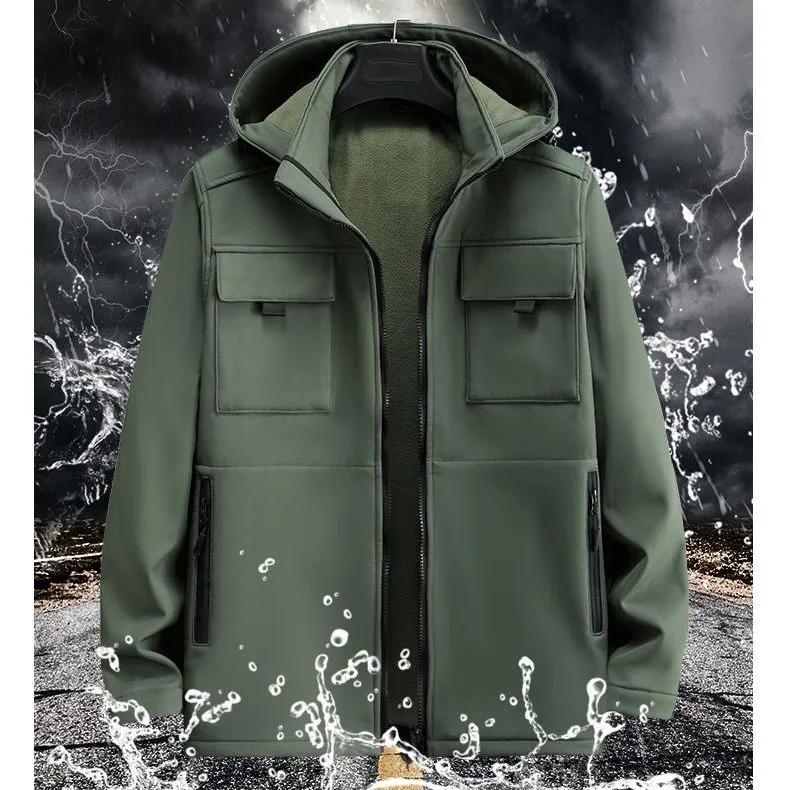 Autumn and Winter Models Plus Velvet Jackets Overalls Suits for Men and Women Thickened Windproof, Waterproof, Cold and Warm Tooling