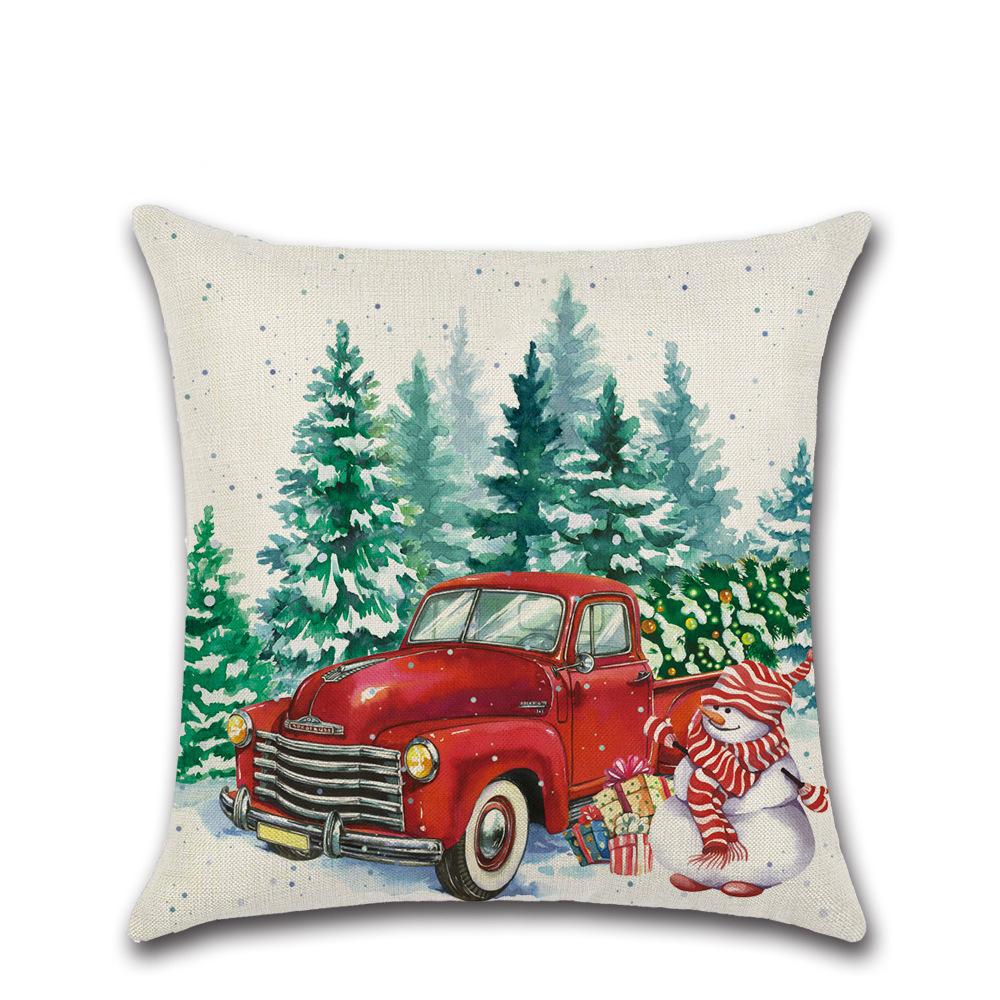 New Linen Printed Christmas Cushion Cover Home Sofa Decoration Cushion Cover