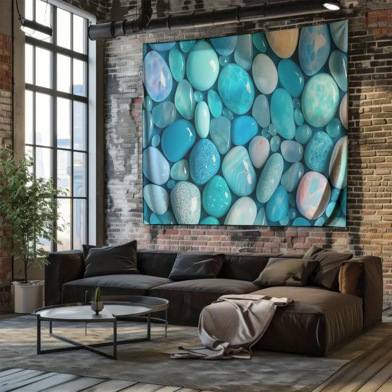Blue Pebble Pattern Tapestry Bohemian Home Decor for Living Room