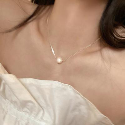 Damen Nischenmode Vielseitig Minimalistischer Stil Einzelne Süßwasserperlen Halskette