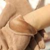 Golden Metal Labeling Suede Gloves Solid Color Jacquard Elastic Gloves Women's Winter Cold-proof Warm Gloves
