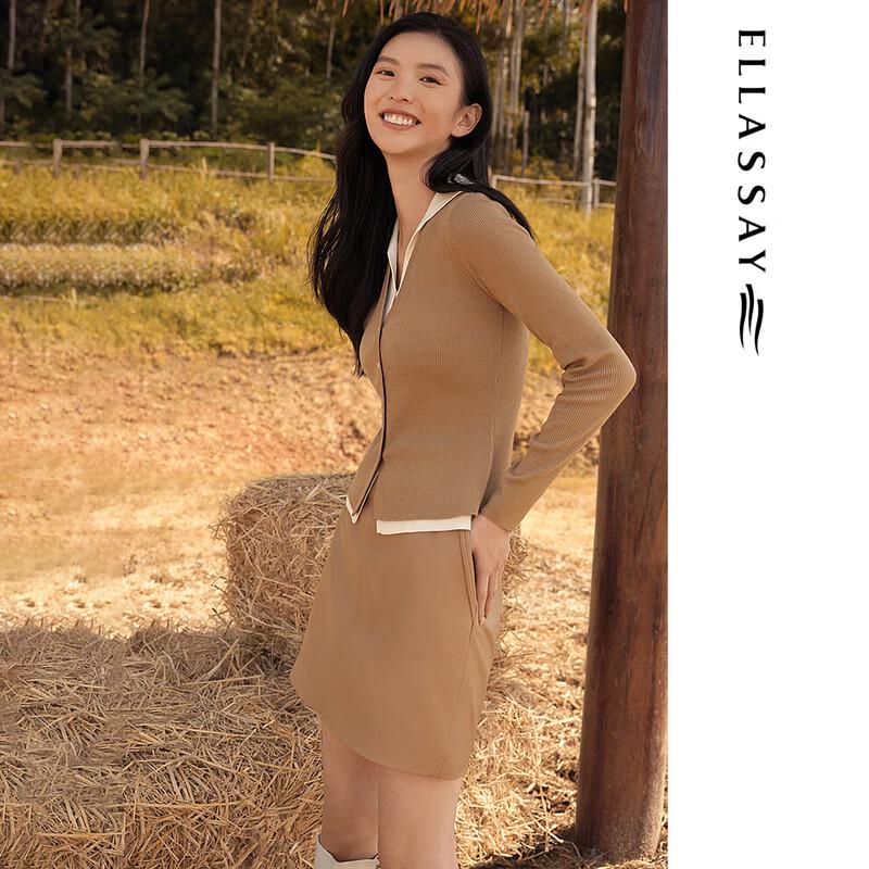 ELLASSAY Women's Faux Two-Piece Wool Knit Cardigan EWE333M01200