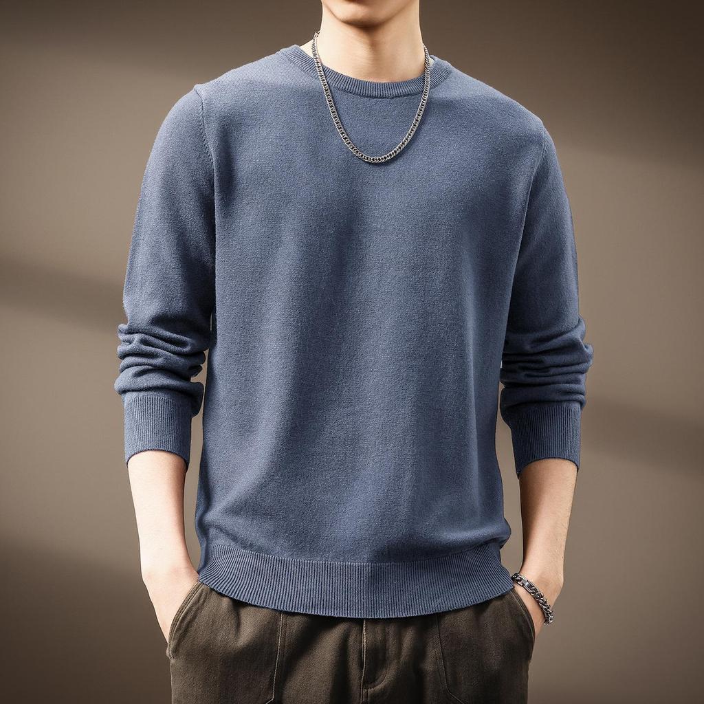 Pull en Maille Douce Couleur Unie Haut de Gamme pour Homme - Hiver Décontracté Col Rond