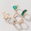 Creative Green Diamond Serpentine Ring 6-piece Vintage Emerald Zircon Articulated Ring