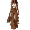 Cargo Jumpsuit Sleeveless Wide Leg Cargo Jumpsuit Adjustable Straps Front Button Closure Edge Details