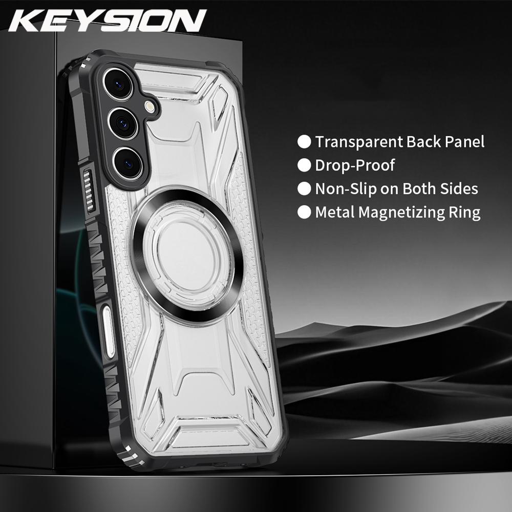 KEYSION Transparent Magnetic Case for Samsung A56 5G A36 A26 Soft Silicone+PC Shockproof Phone Back Cover for for Galaxy A16 5G