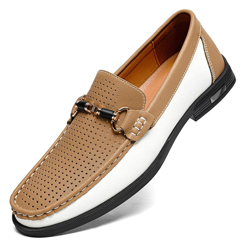 Fashion Lightweight Men Comfy Loafers Genuine Leather Mens Casual Shoes Handmade Slip On Walking Shoe Breathable Driving Flats Moccasins