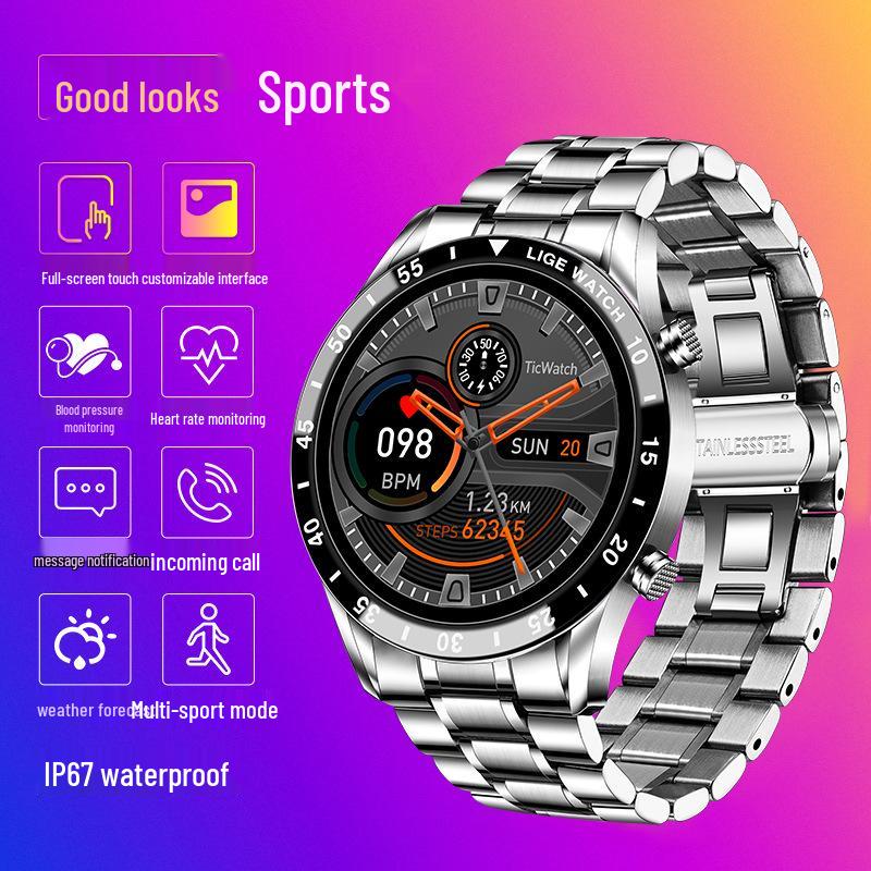Men's Multifunction Sports Smartwatch with Bluetooth Calling, Health Monitoring, Blood Pressure, Heart Rate, and Large Touch Screen.