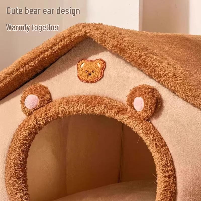 Winter Warm Pet House: Removable & Washable Bed for Cats, Small Dogs, and Rabbits – Year-Round Comfort.
