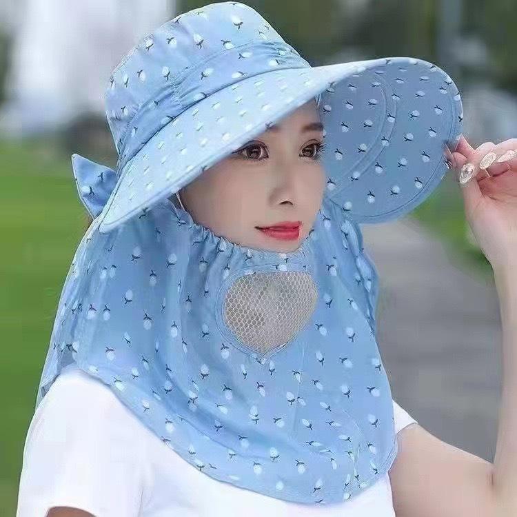 Women's Anti-UV Dual-Use Sun Hat with Face Shield for Summer Tea Picking, Riding, and Working
