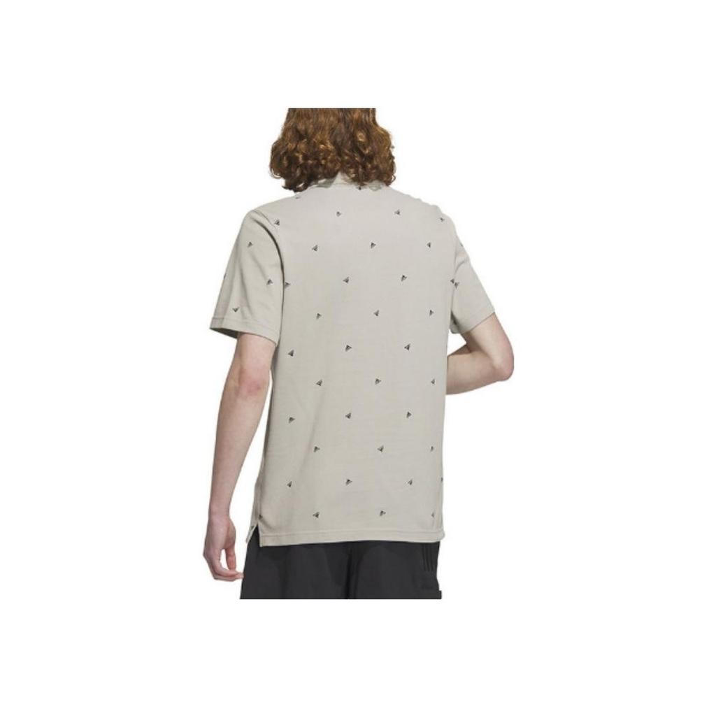 adidas Letter Print Short Sleeve Polo Shirt Men Polo Shirts Gray IA8153