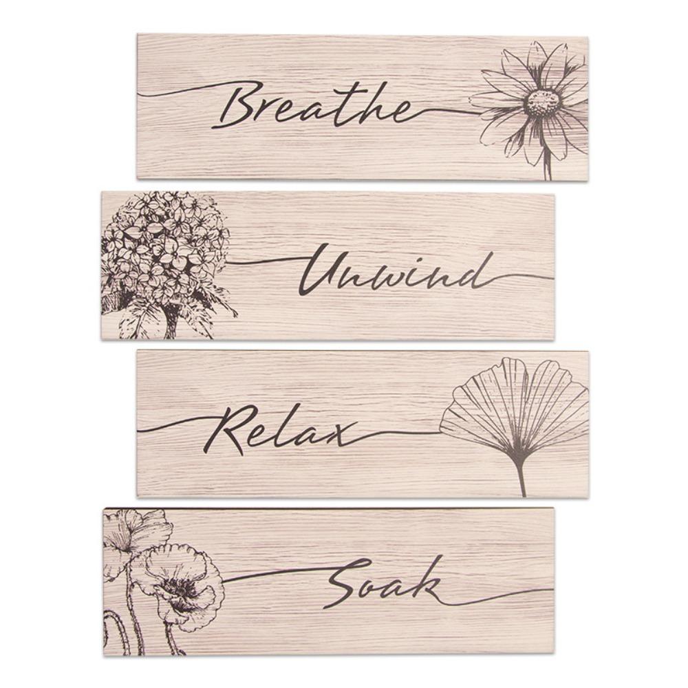 Wooden Floral Wall Art Handmade Wall Decor Paintings Creative Plants Hanging Sign  Bathroom Decor