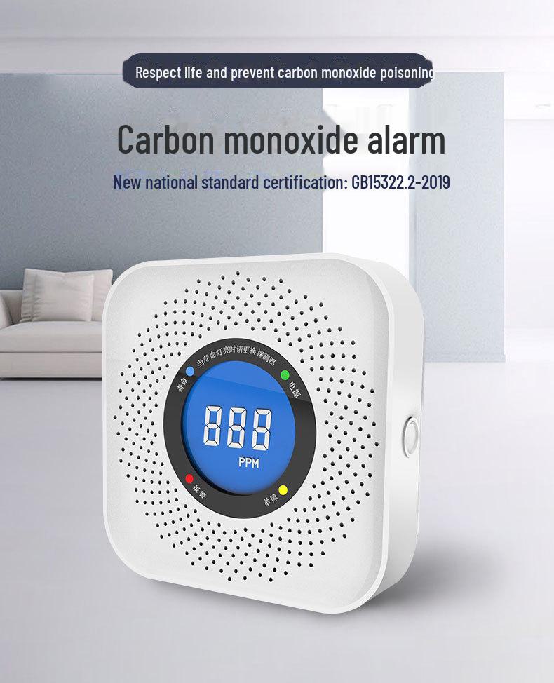 Zasilany bateryjnie wewnętrzny detektor tlenku węgla i gazu