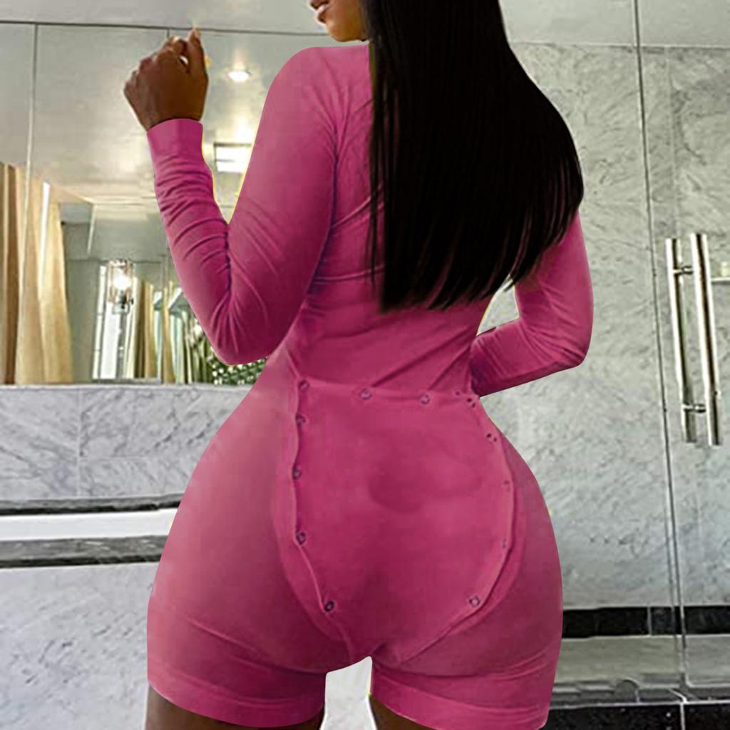 Women's Button-down Functional Buttoned Flap Adults Jumpsuit