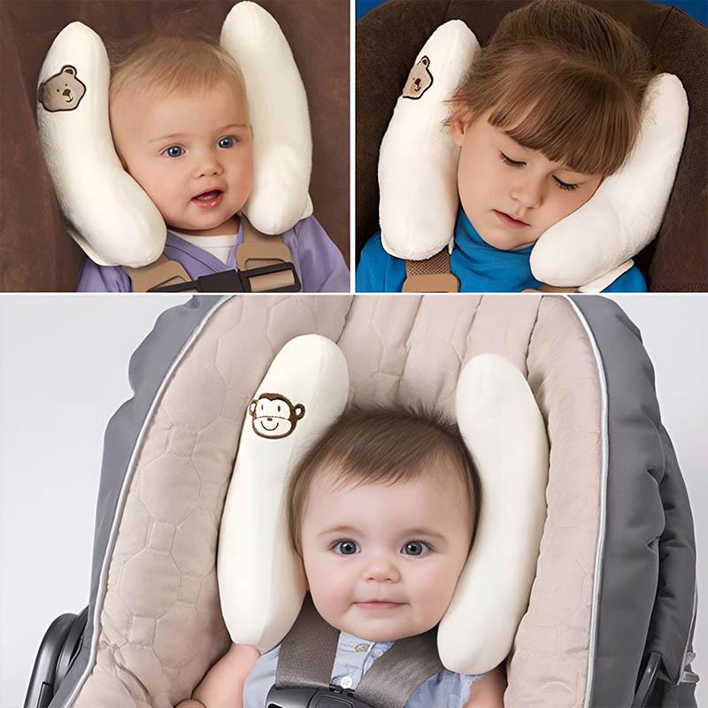 Banana-Shaped U-Shaped Neck and Head Support Pillow for Infant Strollers.