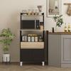 Microwave Furniture, Kitchen Buffet with Cupboard, Drawer, Top Shelf, 60 X 40 X 131 Cm, Oak and Black