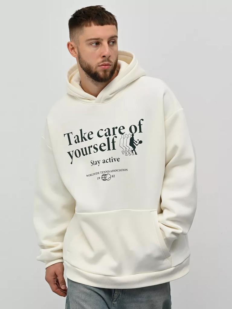 Men's Oversized Printed Hoodie Long Sleeve Casual Fleece Pullover Sweatshirt