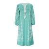 Women Summer Bohemian Floral Print Maxi Dress Deep V Neck Long Sleeve Oversized A Line Flowy Hem Retro Beach Vacation Tassel Dress