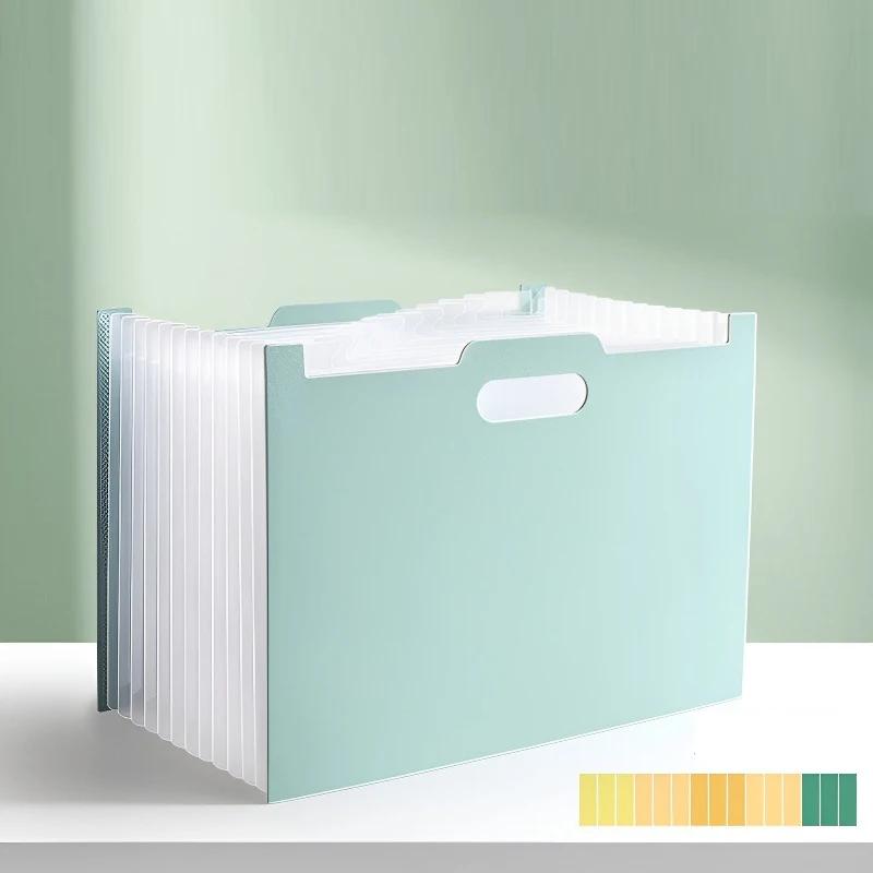 A4 Standing Handheld 13 Compartment Large Capacity Document Storage Bag. Vertical Desktop Organ Bag. Freely Adjustable