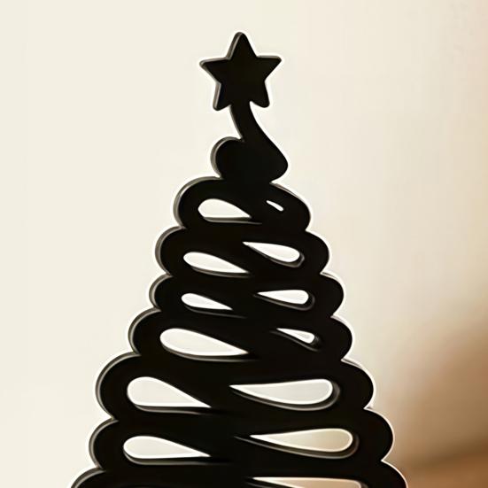 Modern Festive Table Centerpiece 3D Printed Abstract Line Christmas Tree Figurine, Minimalist Xmas Sculpture with Star Entryway Ornament Topper