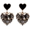 Trendy Rhinestone Heart Ear Cuff - No Piercing, Black & White Cartilage Stud Earrings