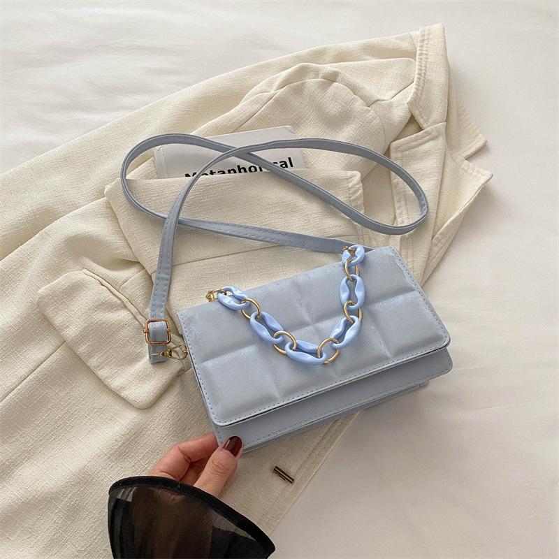 

2024 summer new casual trend fashion shoulder bag simple niche oblique span bag foreign commuter small square bag синій