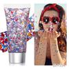 Independence Day Body Glitter Gel, Patriotic Red White Blue Face Hair Glitter, Waterproof Sparkling Makeup Sequins for 4th of July, Holiday Party