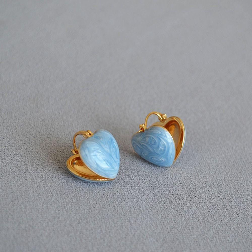 Dripping Oil Zinc Zinc Alloy Korean Style Earrings Women Jewelry Heart Ear Buckle Enamel Stud Earrings