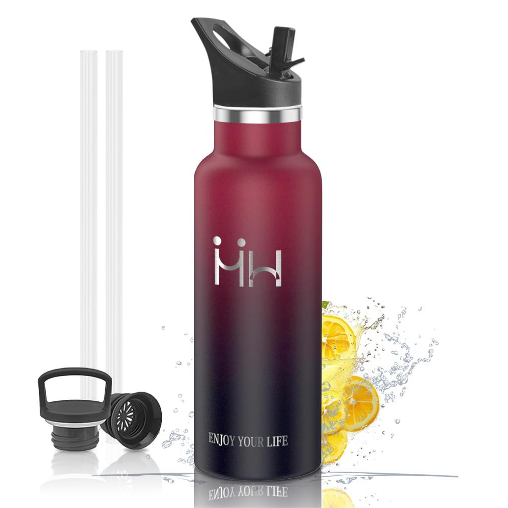 BOONSHAK Stainless Steel Water Bottle with Straw, 750ml, Carbonated Water Bottle, Keeps Drinks Hot or Cold, Seamless Design, Easy to Clean, Large