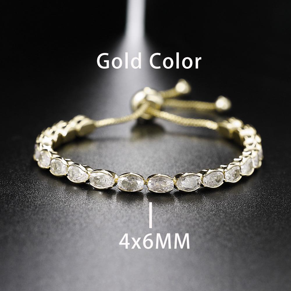 New Trendy Adjustable Oval Cut Tennis Bracelets for Women Dazzling Horse Eye Shaped Zirconia Chain on Hand Wedding Party Zircon