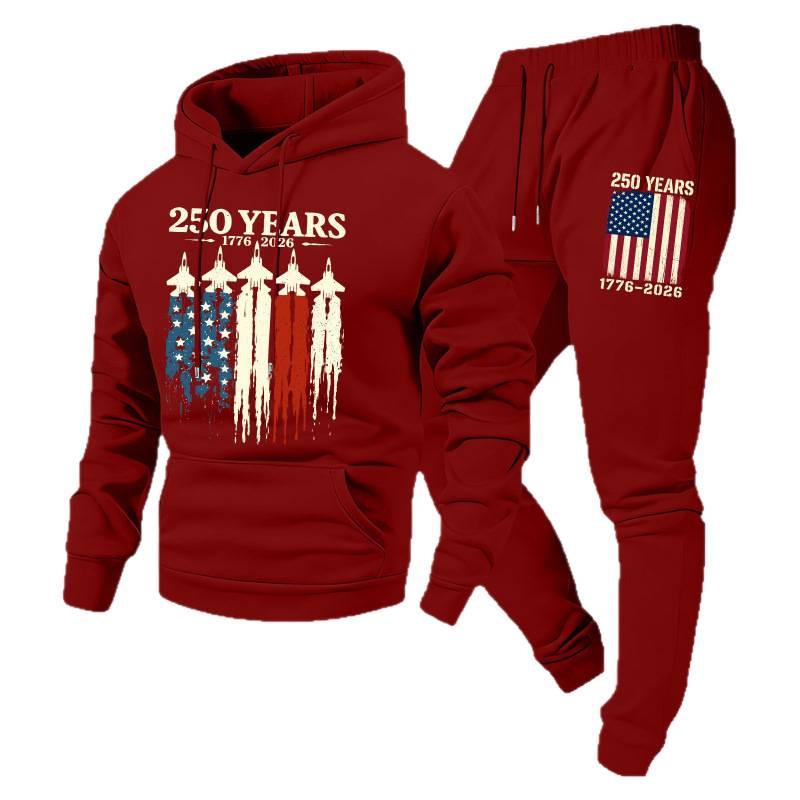 Trendy Fashion Unisex Casual Hooded Plus Velvet Sweatshirt Sportswear Set