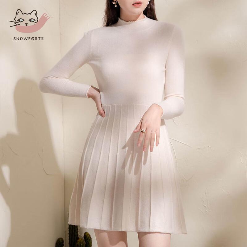 

Snuofd 100% Cashmere Mock Neck Midi Sweater Dress W16-061 M