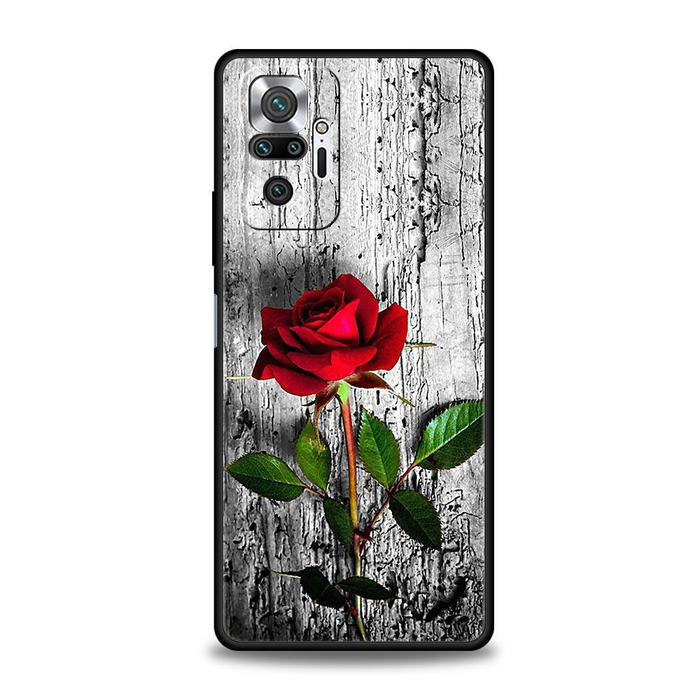 Red Roses Flowers Phone Case For Xiaomi Redmi Note 14 13 5G 10 11 12 Pro Plus 4G 14C 13C 12C 10C Black Cover