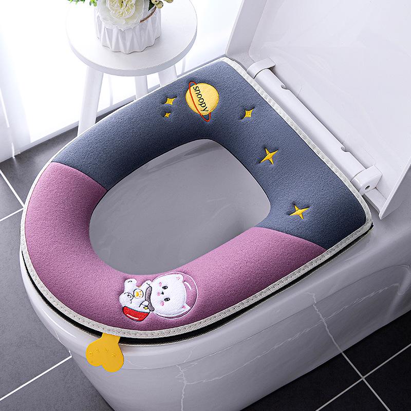 All-Season Cartoon Toilet Seat Cushion - Waterproof and Thickened with Zipper.