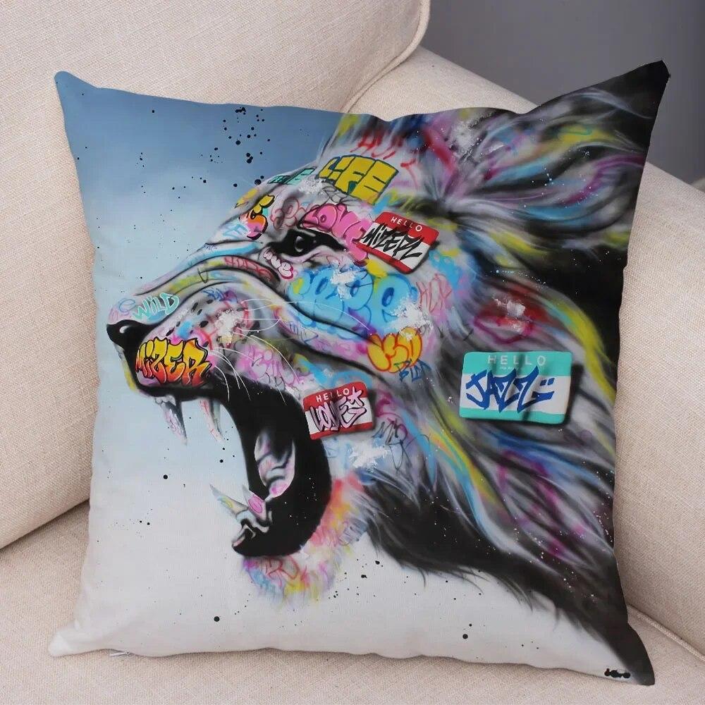 Home Decor Abstract Street Art Animal Cushion Cover Graffiti Gamepad Sofa