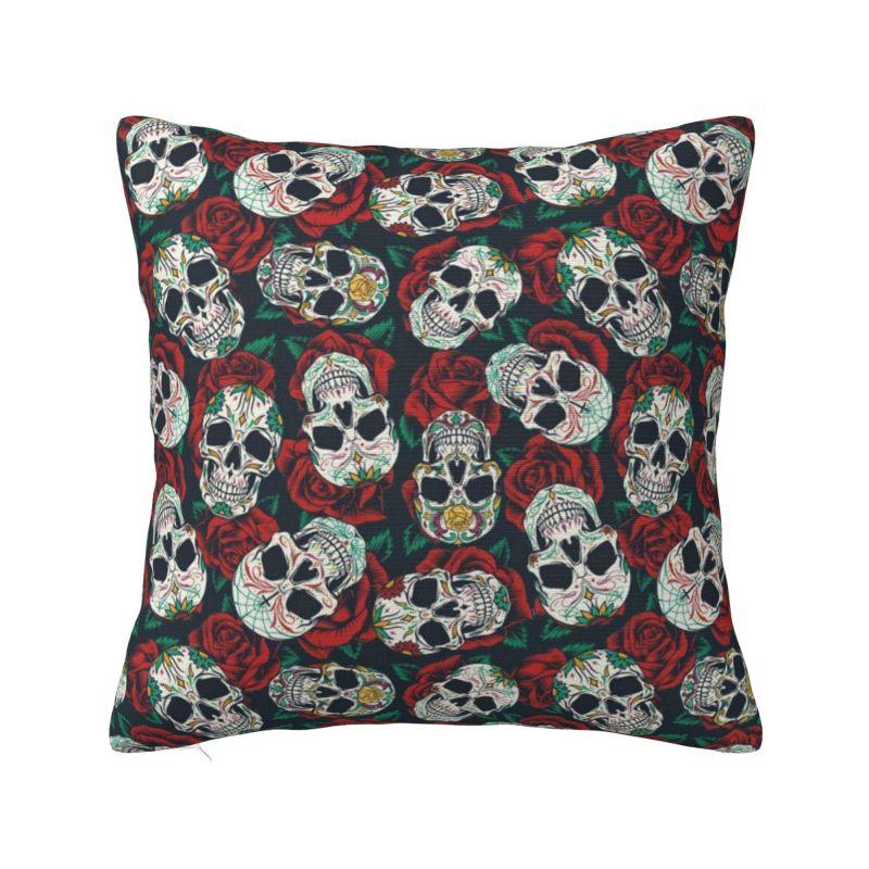 Custom Horror Skeleton Gothic Death Skull Cushion Covers 45x45cm Throw Pillow Case for Car Pillowcase Living Room Decoration
