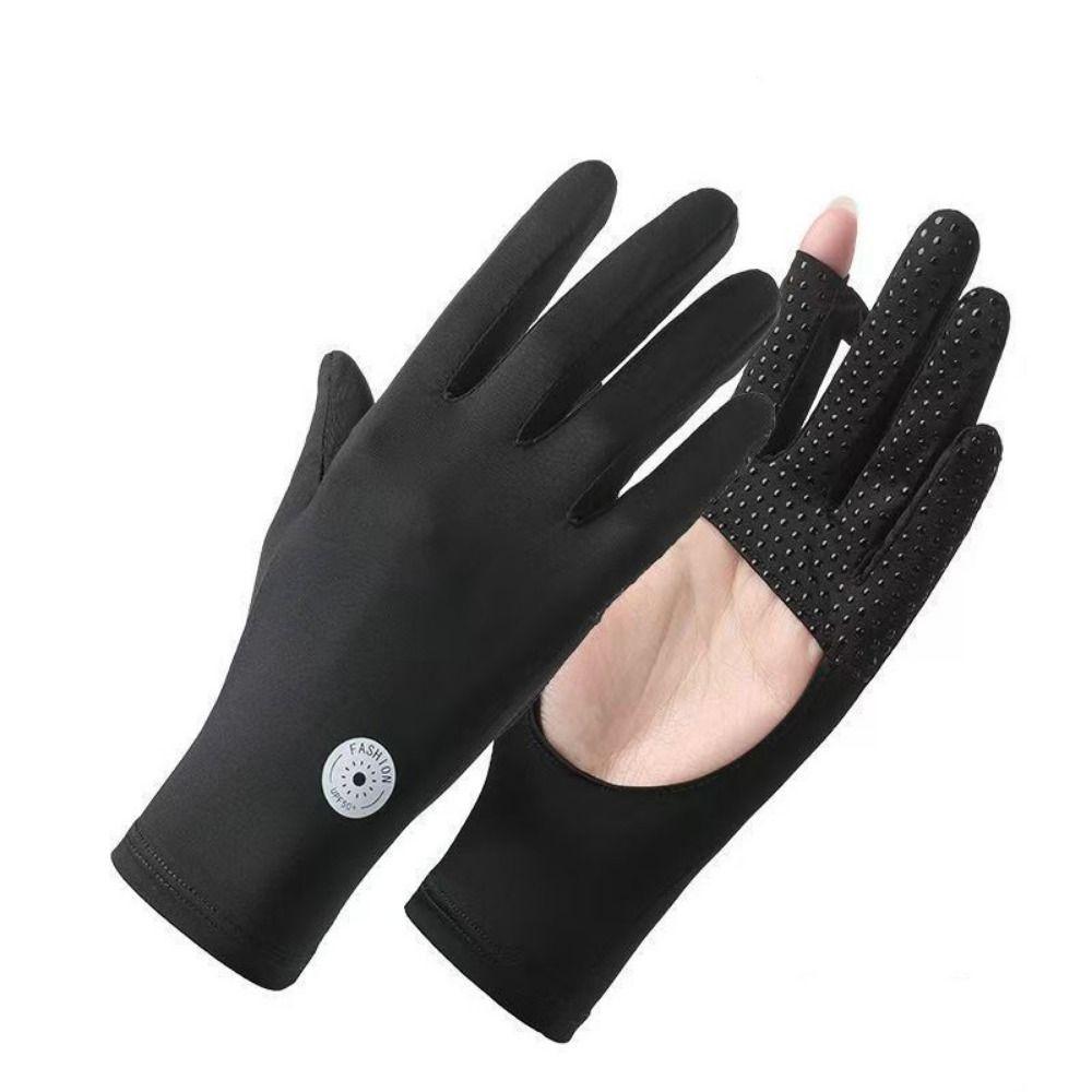 1 para rękawiczek z lodowego jedwabiu z ochroną przed promieniowaniem UV, elastyczne rękawiczki do jazdy na rowerze i prowadzenia samochodu, damskie dziewczęce