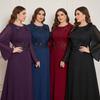 Große Größen Elegantes Rundhals-Abendkleid mit Perlenstickerei und Pailletten Formelles Hochzeitsfest Brautjungfernkleid