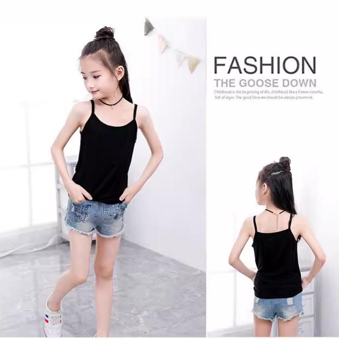 Girls' Suspender Vest Wears Solid Color Bottomed Children's Sleeveless Top, and Girls' Summer Clothes Wear Cotton Small Suspender Shirt.